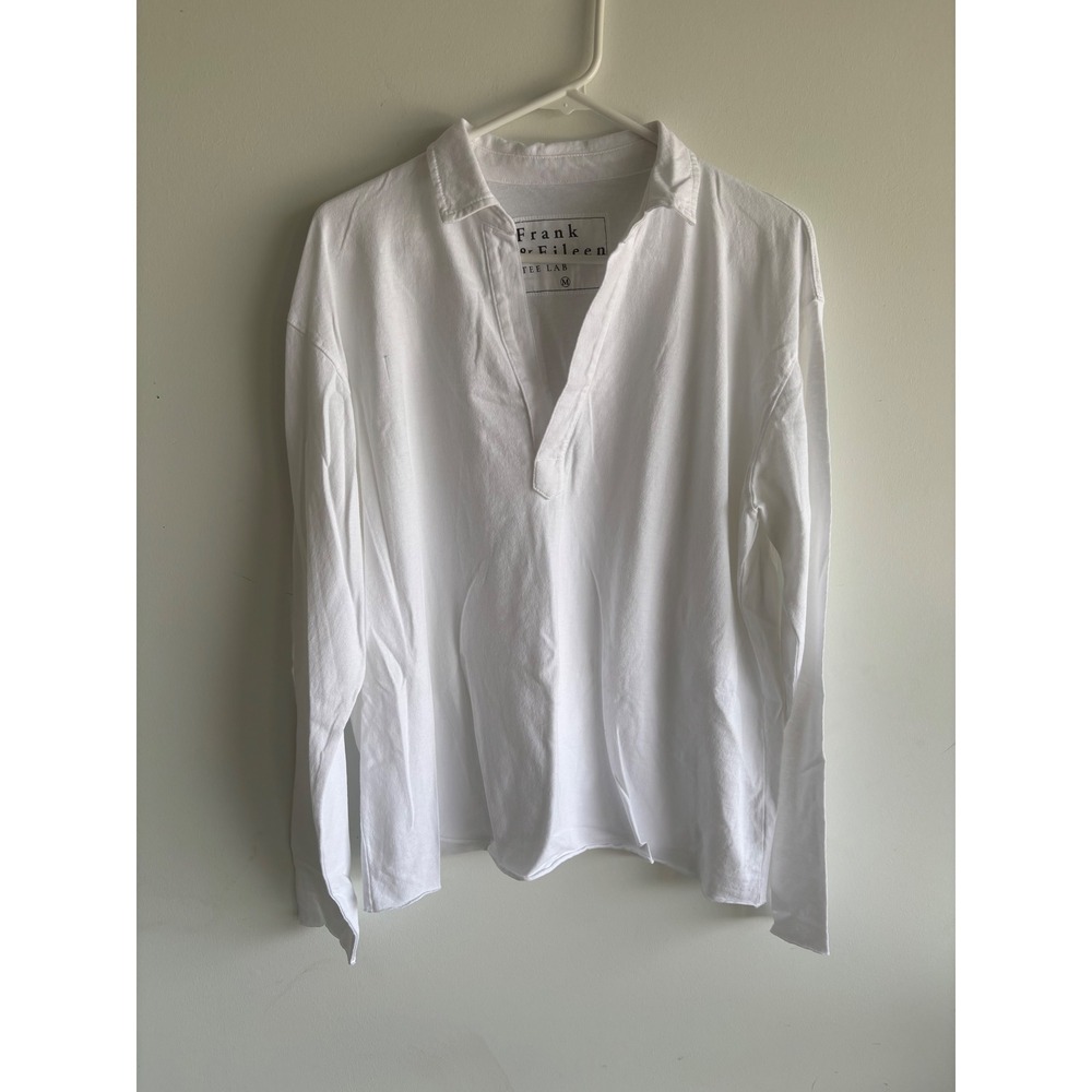 Frank & Eileen White Long-Sleeve V-Neck Polo Shirt
